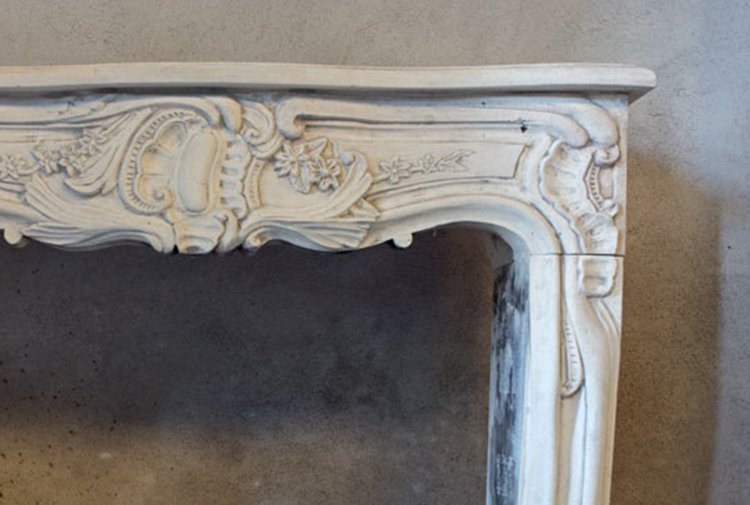 antique limestone fireplace