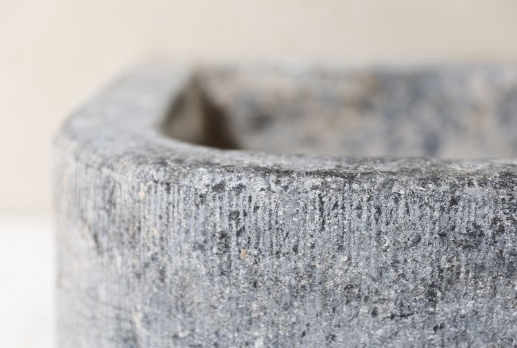 old wash basin of belgian bluestone