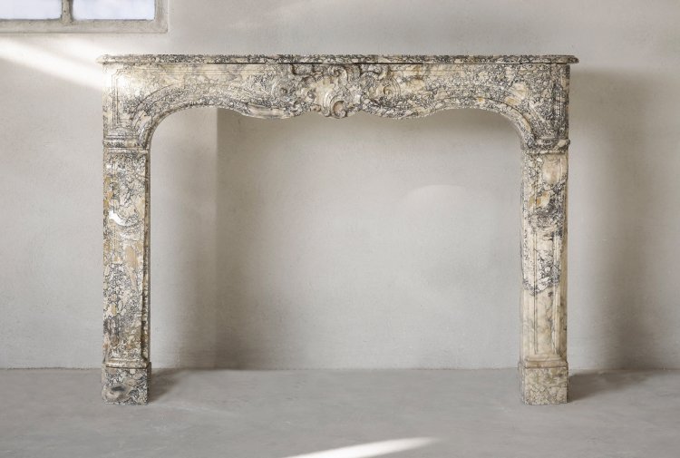 Breche marble fireplace