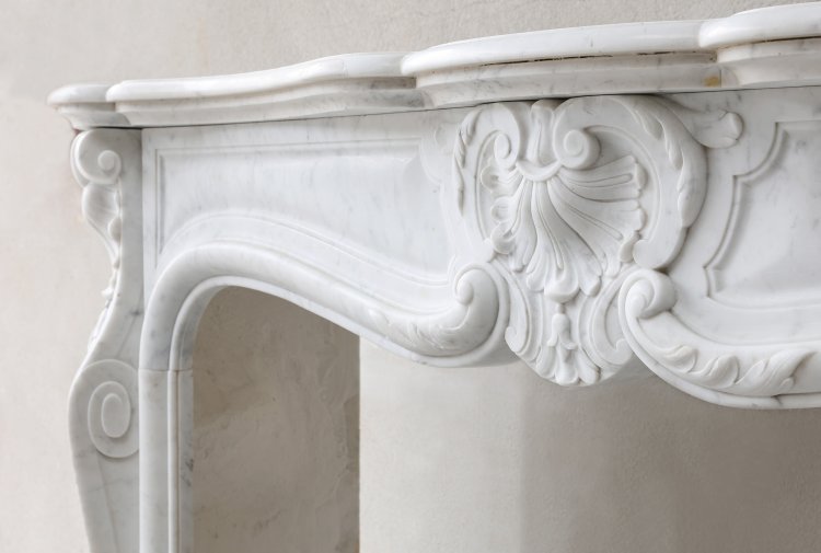 Antique Fireplace mantel in Carrara Marble