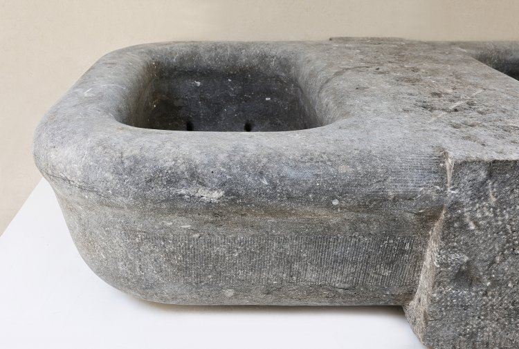 reclaimed wash basin of belgian bluestone